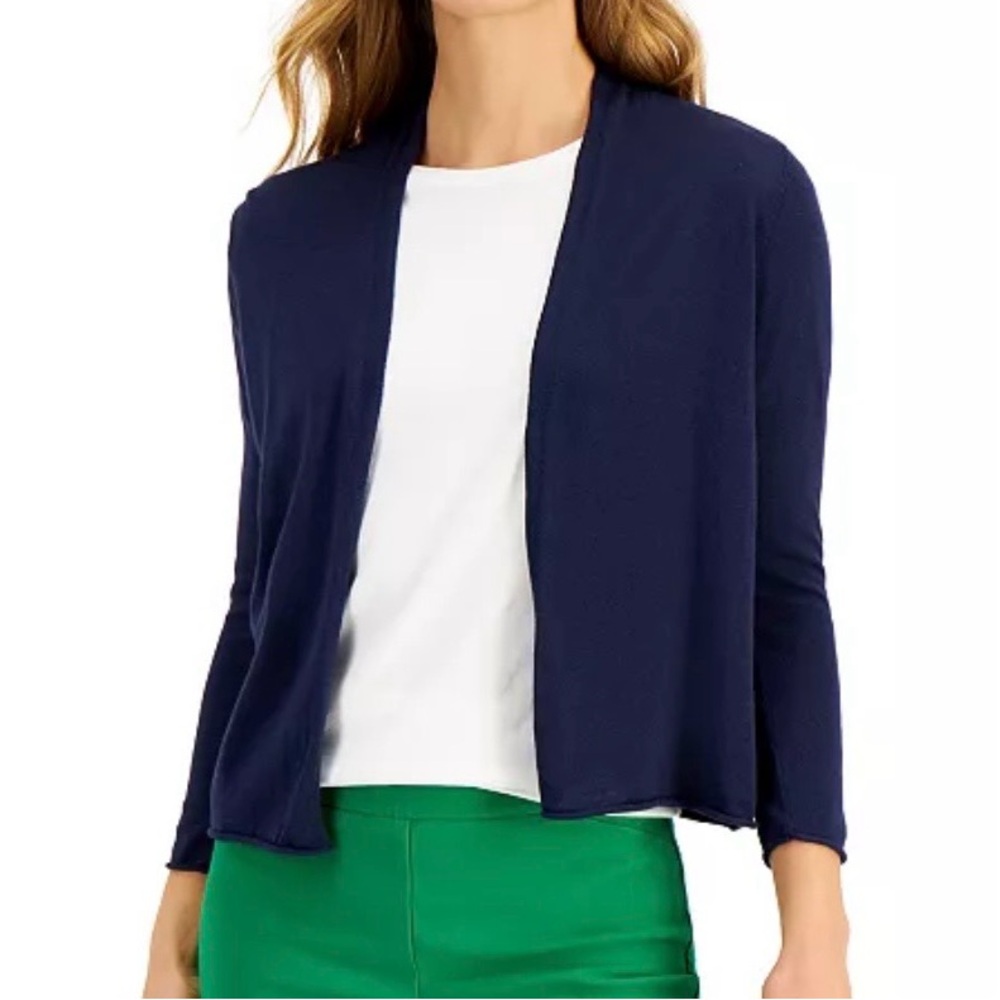 Charter Club cashmere French blue shawl collar cardigan, XS